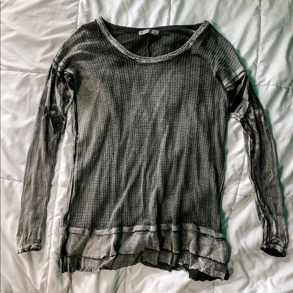 T Party Long Sleeve Distressed Sweater